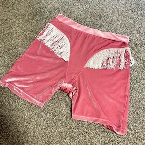 Fashion Brand Company Pink Velvet Fringe Shorts